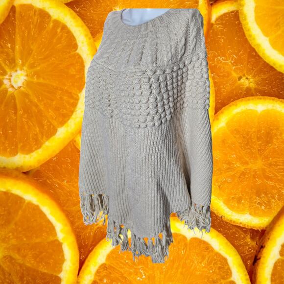 a.n.a Women's Beige Acrylic-Polyester Fringe Hem Knitted‎ Poncho One Size - Picture 4 of 8